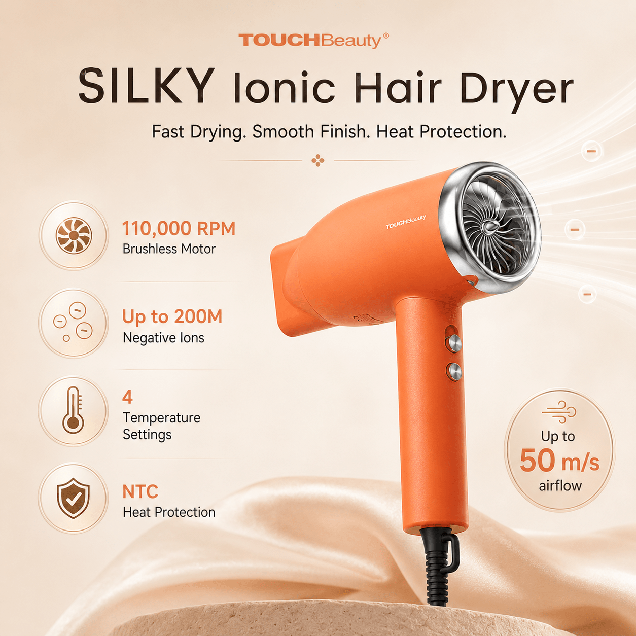 TOUCHBeauty™ Complete Hair Ritual Set | VITA Comb & SILKY Ionic Hair Dryer - TOUCHBeauty