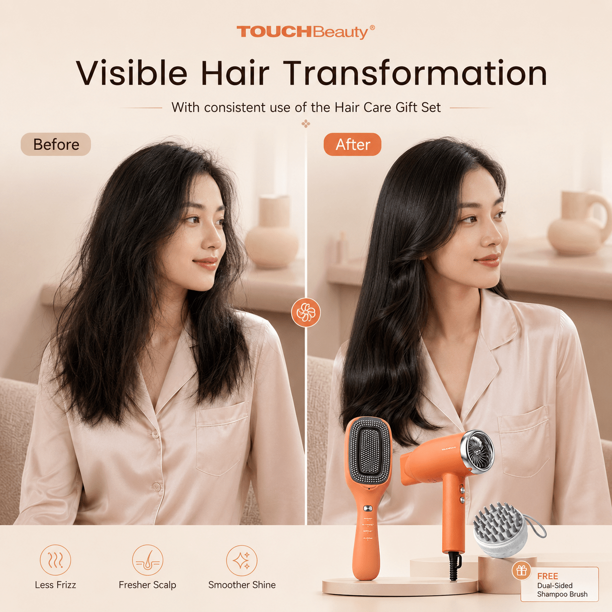 TOUCHBeauty™ Complete Hair Ritual Set | VITA Comb & SILKY Ionic Hair Dryer - TOUCHBeauty