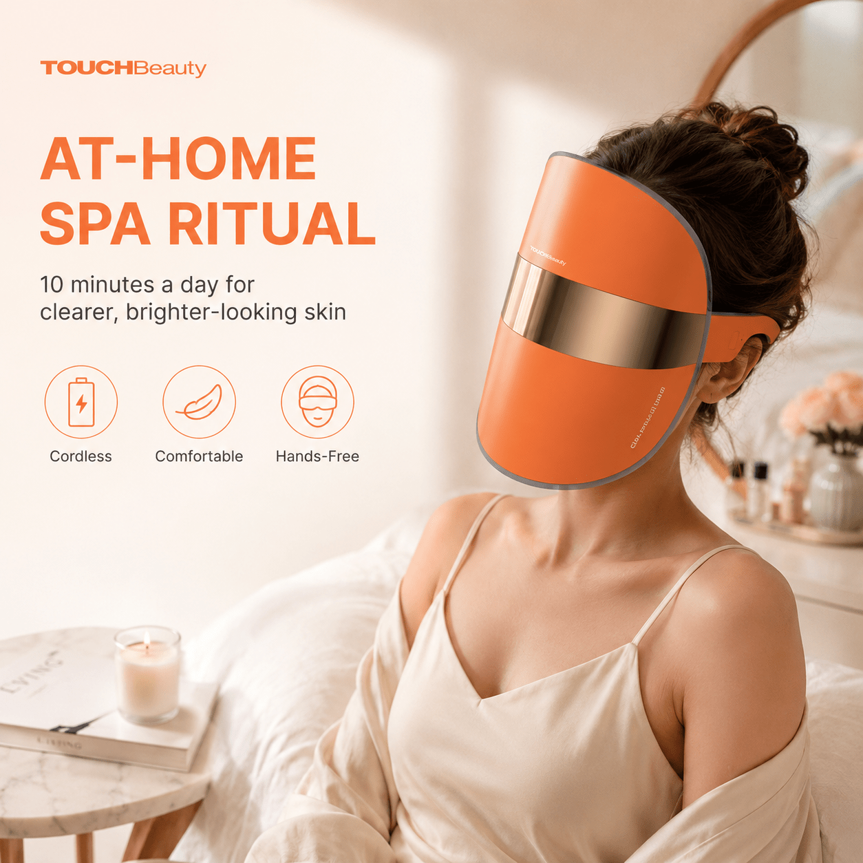 TOUCHBeauty™ GLAM LED Light Therapy Mask | Clear, Brighten & Rejuvenate Skin— In 10 Minutes a Day - TOUCHBeauty