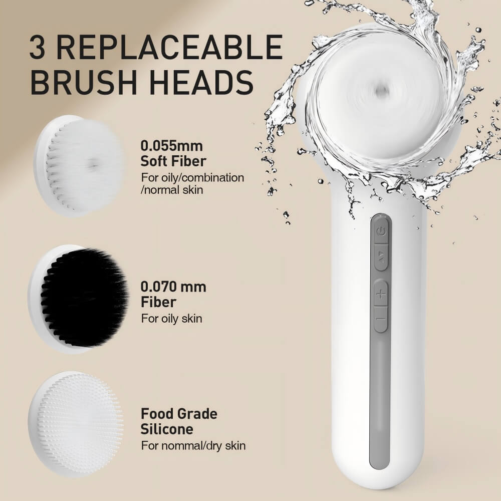 360° Rotating Facial Cleansing Brush Set - 3 Brush Heads - TOUCHBeauty