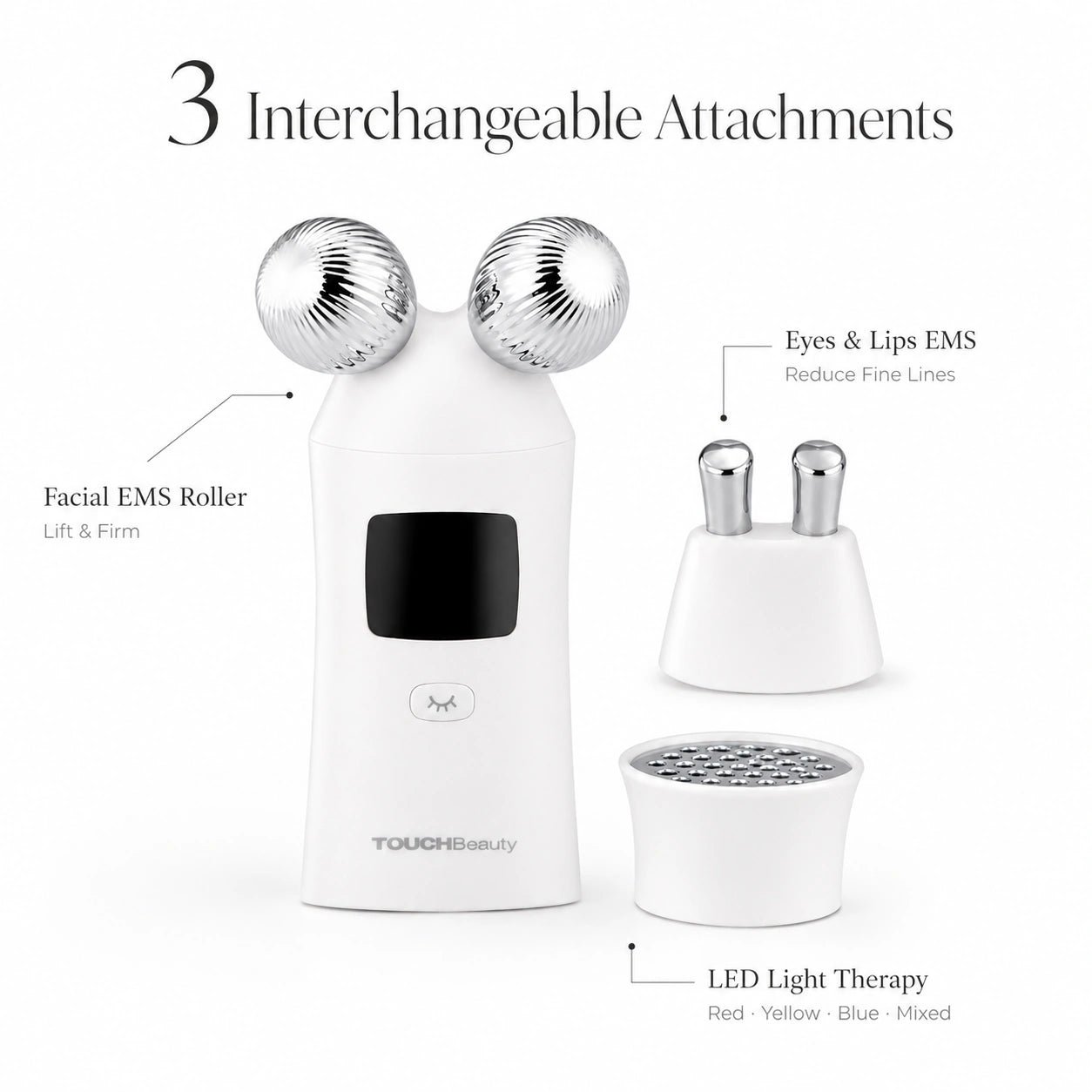 TOUCHBeauty™ 3-in-1 Microcurrent Facial Device | Skin Lifting & LED Light Therapy - TOUCHBeauty