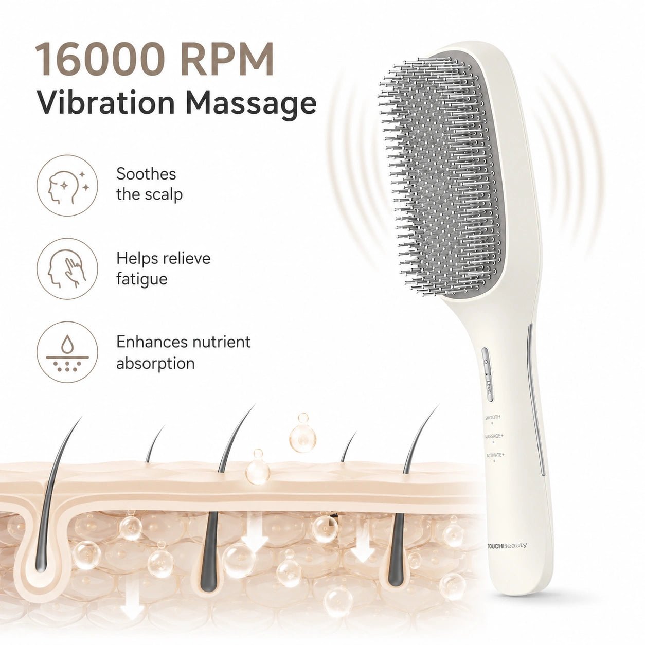 TOUCHBeauty™ 3-Mode EMS Scalp Care Brush - TOUCHBeauty