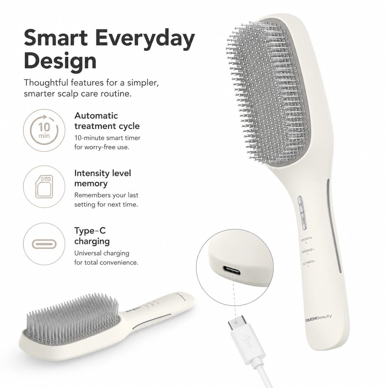 TOUCHBeauty™ 3-Mode EMS Scalp Care Brush - TOUCHBeauty