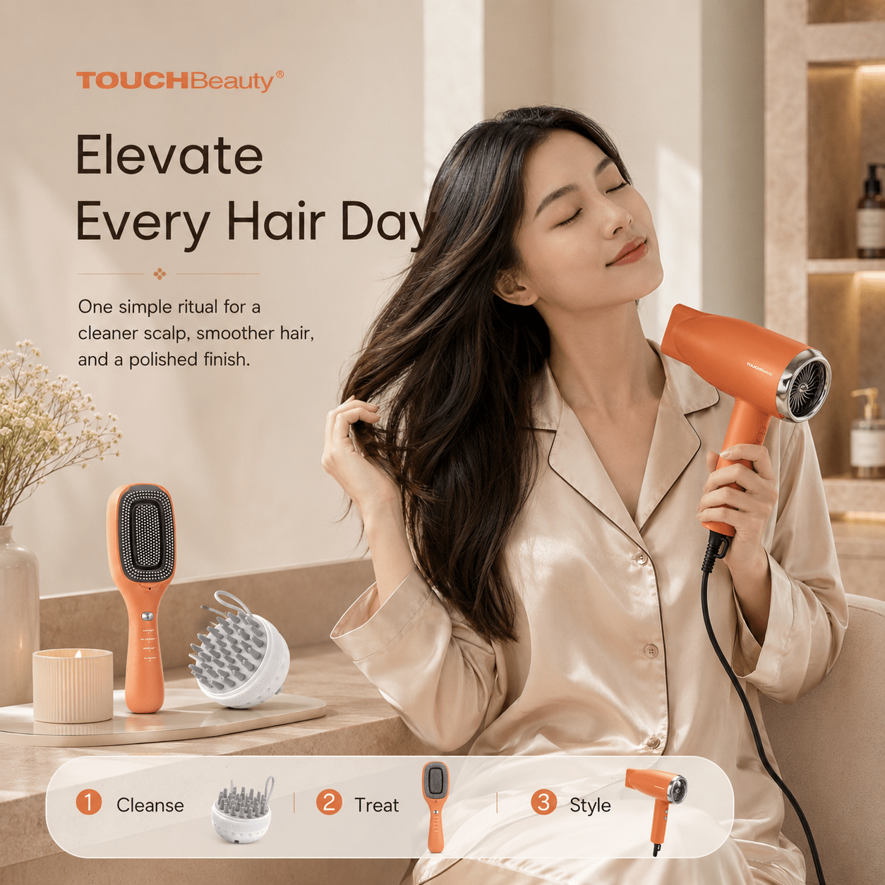 TOUCHBeauty™ Complete Hair Ritual Set | VITA Comb & SILKY Ionic Hair Dryer - TOUCHBeauty