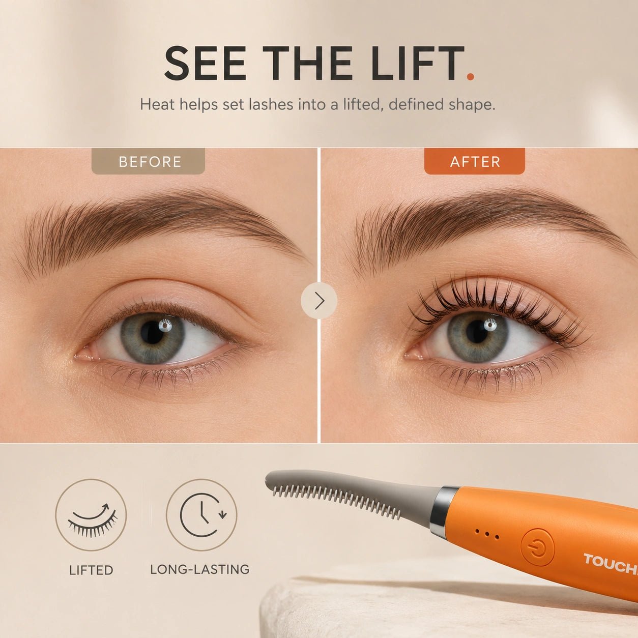 TOUCHBeauty™ Heated Eyelash Curler | Lift, Curl & Define with Gentle Heat - TOUCHBeauty